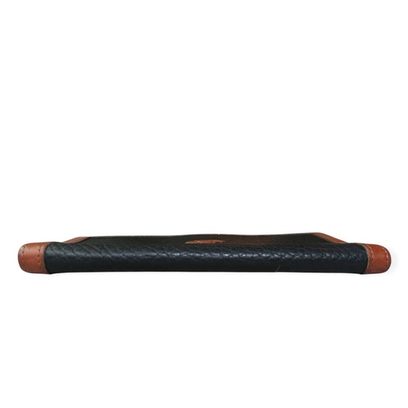 Dooney & Bourke Black / Cognac Brown Pebbled Leather  Checkbook Holder - Picture 7 of 11